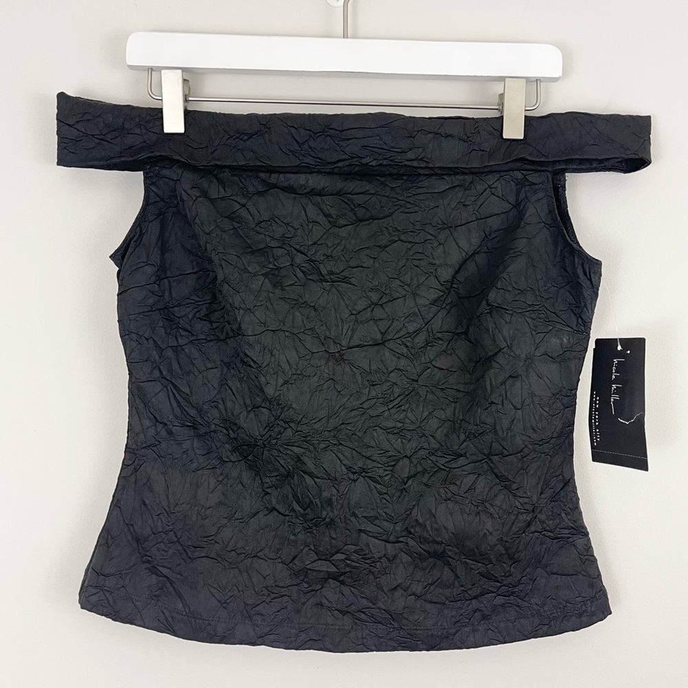 Nicole  Miller New York Crinkle Off the Shoulder Evening Top